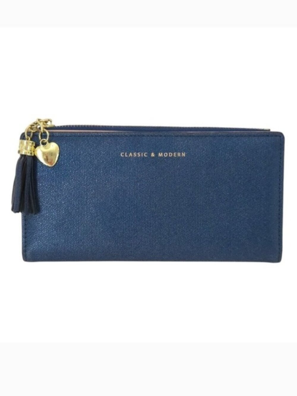 Blue‎ Glitter Classic & Modern Continental Slim Bifold Wallet